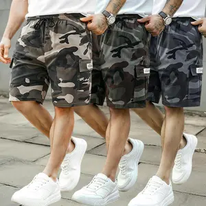 Men's Camo Cargo Shorts | Elastic Waist Drawstring Multi-Pocket Camouflage Shorts, Streetwear Loose Fit Utility Shorts for Summer Daily & Outdoor
