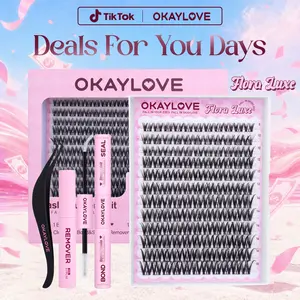 OKAYLOVE Lash Clusters Kit, Flora Luxe Wispy Cluster Lashes with Long-lasting Lash Bond and Seal, Tweezers and Remover DIY at Home for Natural Clean Girls Makeup DealsForYouDays