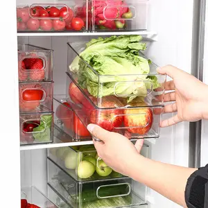 Freezer Safe Produce Storage Bins – Food Grade Plastic Fruit & Vegetable Containers for Fridge Organization, Stackable Kitchen Baskets