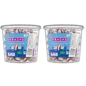 Brach's Bobs Sweet Stripes Soft Peppermint Candy, 160 Individually-Wrapped Pieces, 28 Ounce Jar (Pack of 2) Snack Bonbon