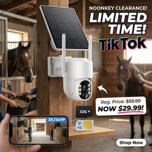 No WiFi Solar Camera 4G LTE Cellular Solar 4MP/3K Security Camera, No WiFi Required, Solar Cell Battary Powered Outdoor Camera, 360° View, AI Tracking,  Color Night Vision,  Built-in 4G SIM Card and SD Card