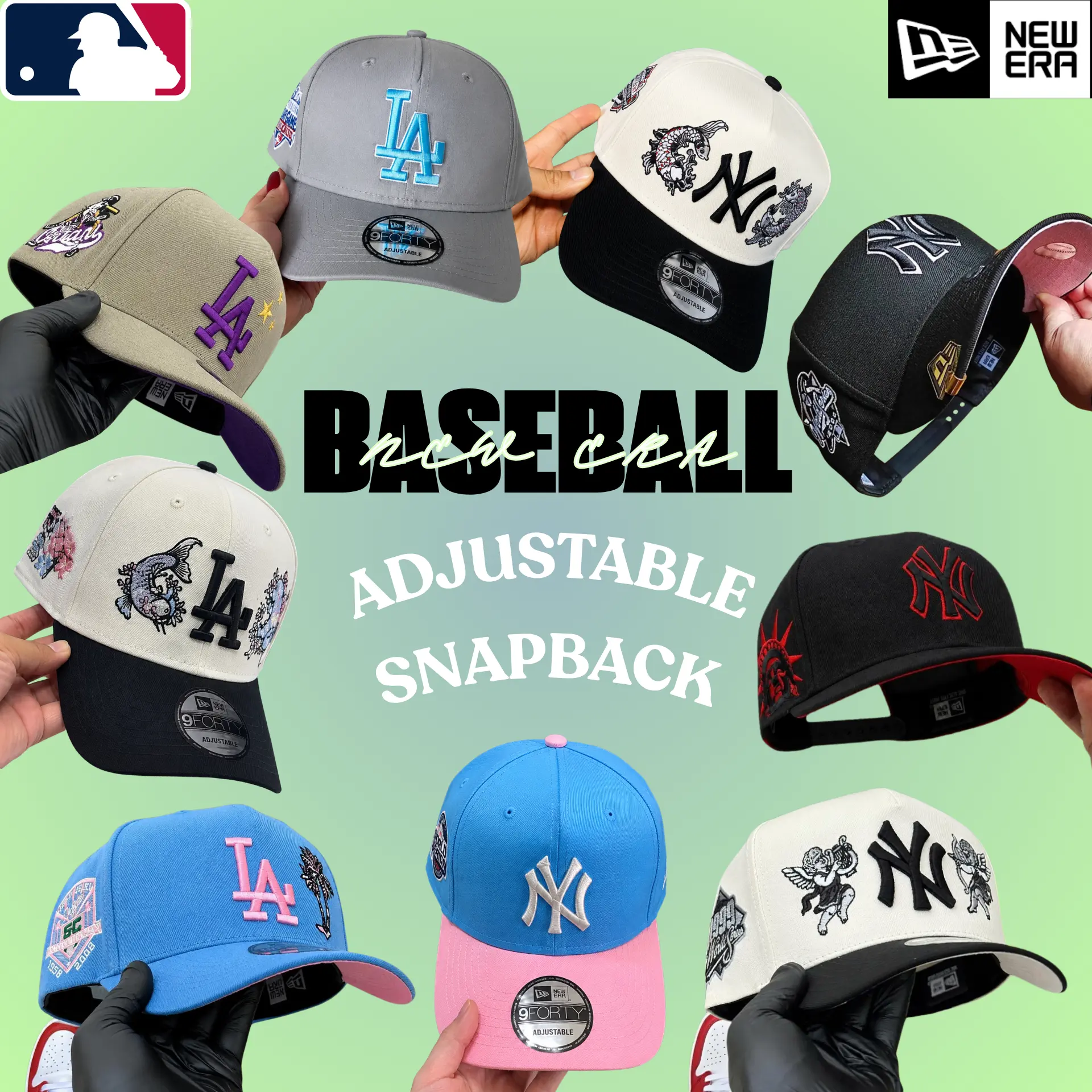 New Era MLB LA Dodgers NY Yankees Premium Streetwear Baseball Cap – Adjustable 9FIFTY 59FIFTY Snapback Hat, Embroidered Team Logo, Flat Brim Design, Comfortable Unisex Fit, USA Trending Urban Fashion 2026