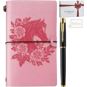 Horse Gifts for Women Girls Horse Stuff Leather Journal Notebook with Pen for Horse Lovers Leather Refillable Notebook, Sketchbook, Travel Diary