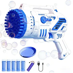 69 Holes Kids Bubble Gun with 5 Bottles Refill Solution, Bubble Machine Gun for Toddlers 1-3 Kids 4-8, Party Favors, Summer Toy, Outdoors, Easter, Birthday Gift