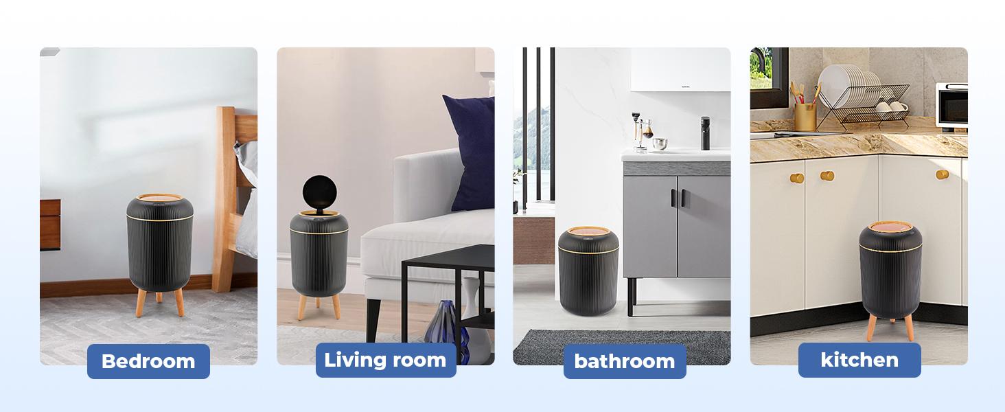 Pukomc Motion Sensor Trash Can with Lid, Touchless Design, Waterproof Plastic, Suitable for Kitchen, Bathroom, Bedroom, and Outdoors Springtok White Home Goods Smart Bin Black