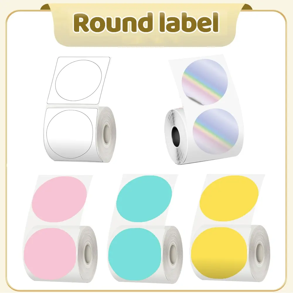 50x50mm Round Adhesive Labels, Direct Thermal Labels, Thermal Printing Labels, 150 Roll for Phomemo M110 M200 M220 M120 M221, Durable Thermal Paper Stickers, Circle Sticker Label