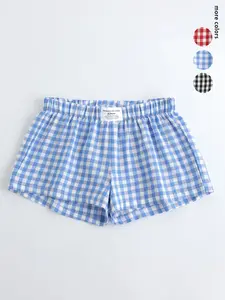 Y2K Sexy Plaid Patchwork Shorts, Women's Summer Loose-Fit Waist Slimming Casual Short Pants, Home & Outwear