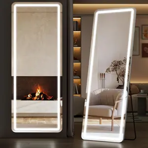 Mirror,Floor Mirror, Stand Mirror Full Length with LED Lights, Dimming & 3 Color Lighting, Aluminum Alloy Thin Frame for Bedroom, Dressing Room Decor summervibes