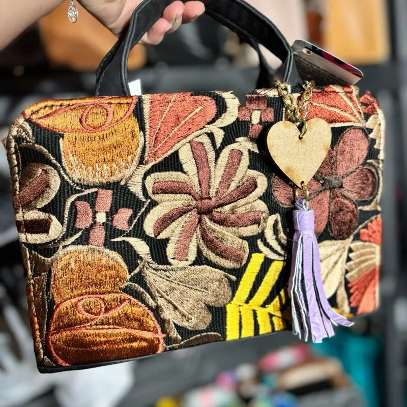 Handbag with Embossed Design and Tassel Charm I LOVE  display picture 3