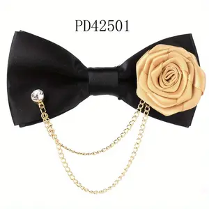 Men'S Fashion Simple Style Brooch Bow Tie-Adjustable Tie-Suitable for Weddings, Formal Events, Groom Accessories, Graduation Party, Activities.-e Black Crystal