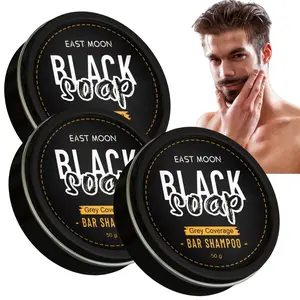 Black Soap Grey Coverage Shampoo Bar, Black Soap for Gray Hair, Men's Natural Hair Darkening Shampoo Bar Soap with Polygonum & Charcoal Powder, for Hair Care, Silicone Oil-Free