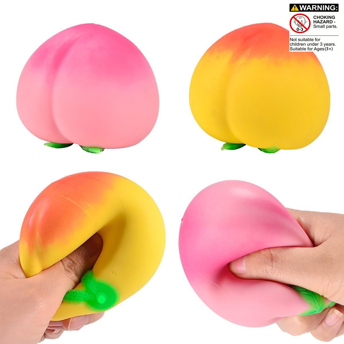 2 Pack Peach Shape Stress Relief Toys, Bounceable Squeeze, Handheld Relaxation Toy, Indoor Realistic Fruit Decorations, Perfect Gift for Parties, Kawaii Squishies