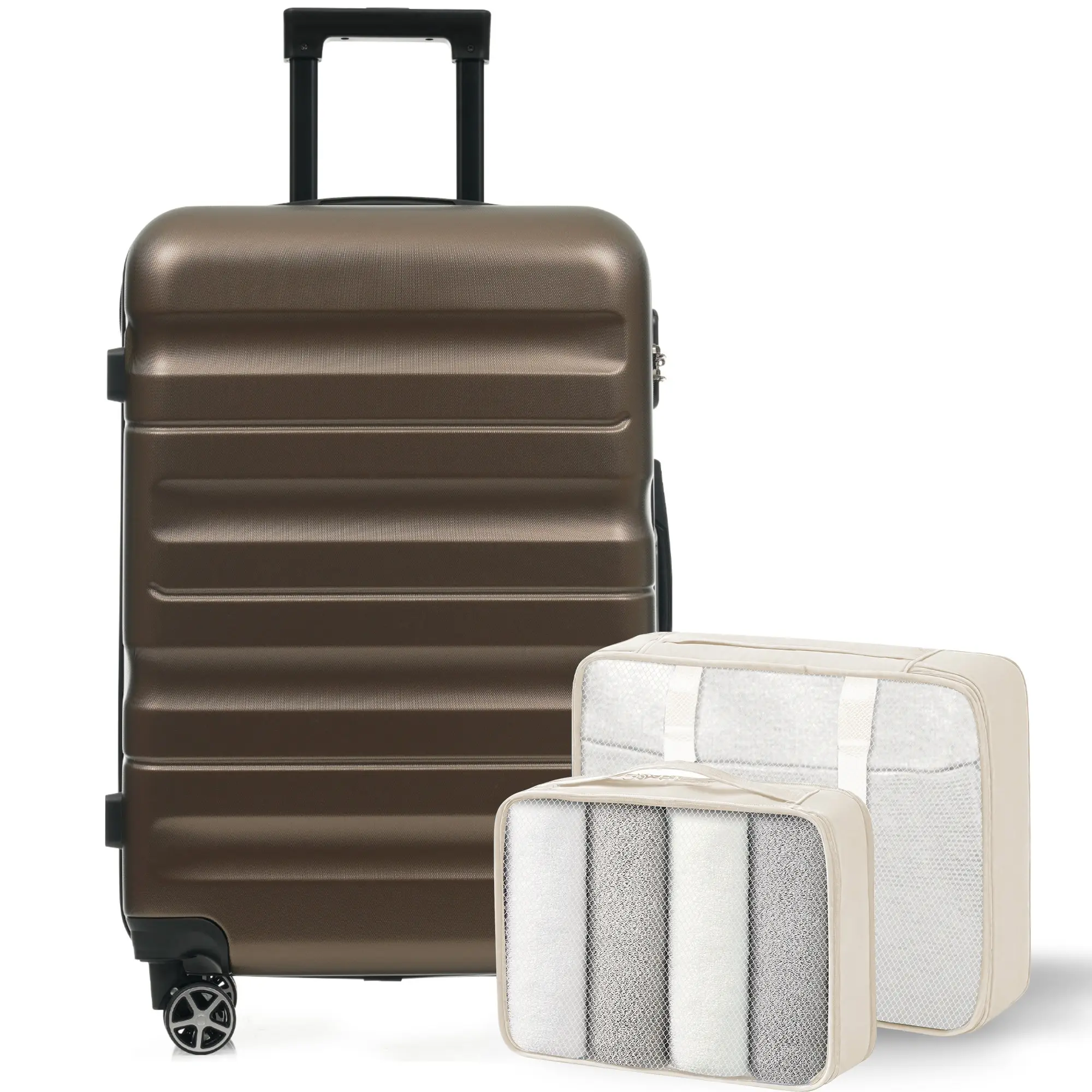 2Pcs Hardshell Luggage Set - 24-Inch Checked Suitcase with Spinner Wheels, Travel-Friendly Luggage for Airplane Trips