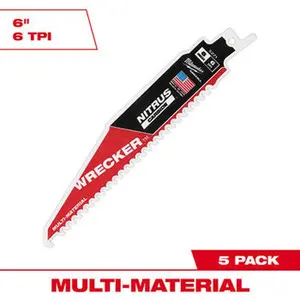 Milwaukee 48-00-5571 5PC 6" WRECKER with SAWZALL Blade for Multi-Material