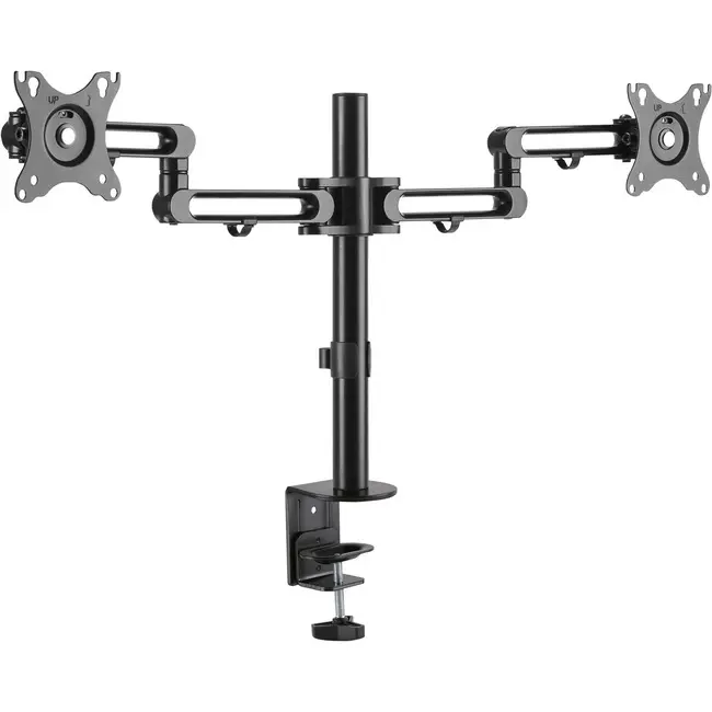 Tripp Lite Dual Arm Desktop Clamp Mount, Flex-Arm Design, Supports 13-27in Monitors, Office Commercial Furniture Accessory DDR1327SDFC1, Supports Monitors