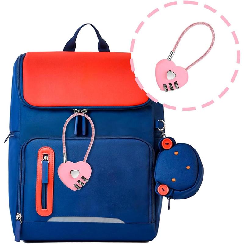 3 PCS 3 Digit Combination Padlock Heart Combination Locks Pink Code Lock with Steel Wire Rope Mini Luggage Locks Love Locker Lock Cute Combo Lock for Backpack Luggage Lockers Jewelry Boxes