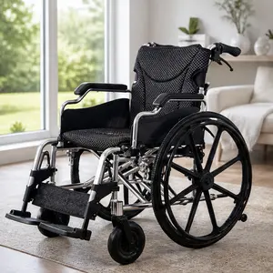 ARCH Aluminum Alloy Transport Wheelchair 20" Seat Foldable Lightweight Wheelchair with Quick Release Rear Wheels Double Brakes Safety Belt Removable Leg Rests for Elderly Disabled Indoor Outdoor Travel, Aluminium Alloy Material, Color: Black+Silver