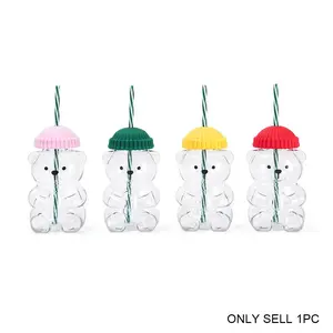 Cute Bear Plastic Cup, Daily Drinking Essential, Perfect Gift for New Year and Valentine's Day, Adorable Design for All Ages