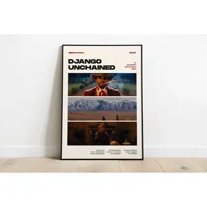 Django Unchained Movie Poster, Modern Movie Poster Print, Django unchained Poster Wall Decor, Leonardo Dicaprio, Tarantino