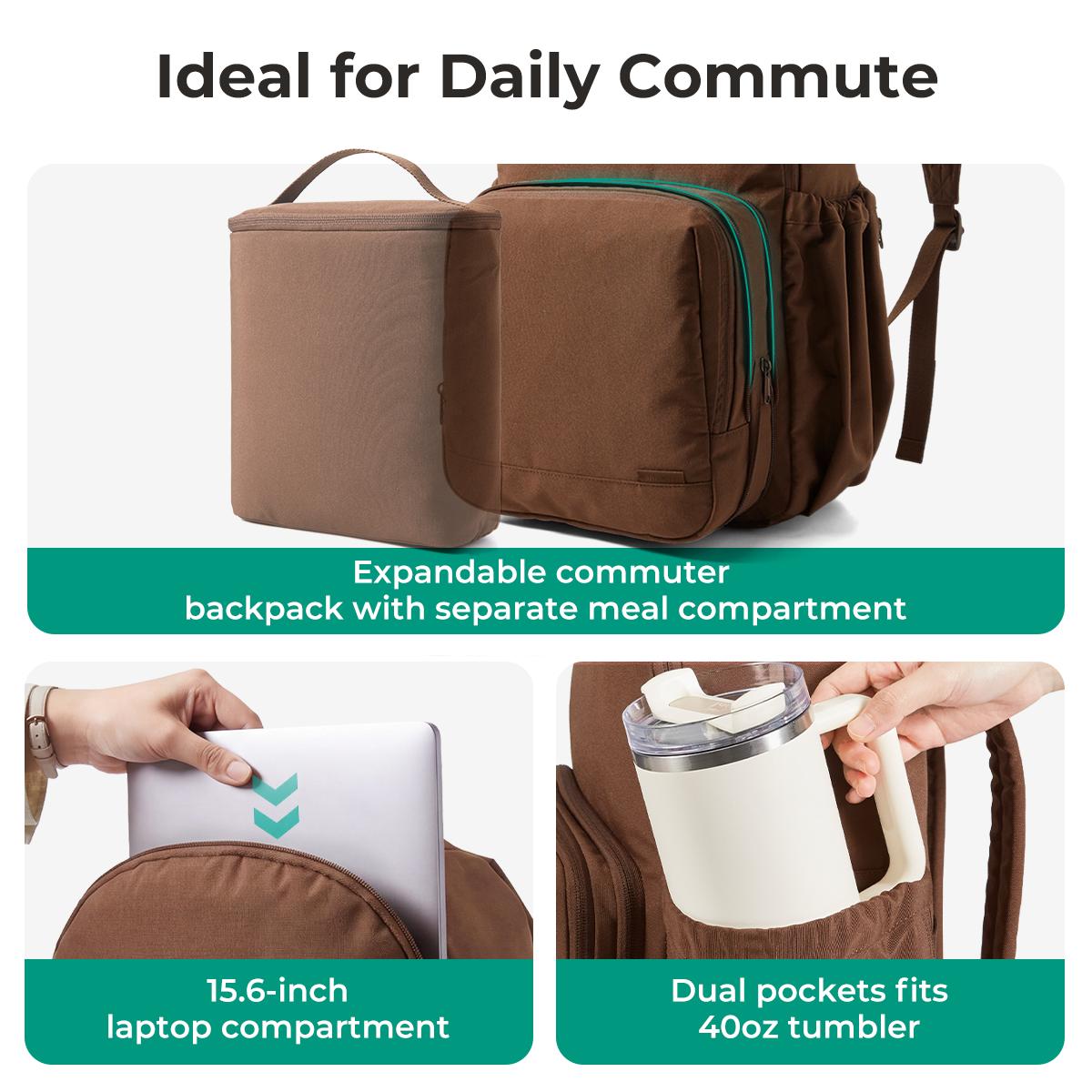 【NEW IN】BAGSMART Commuter Backpack With Detachable Insulated Lunch Pouch Set, 32L Large Capacity 15.6" Laptop Backpack, Water Repellent Lightweight Work Bag For Women Men Daily Commute Travel Super Brand Day tiktokshopbacktoschool
