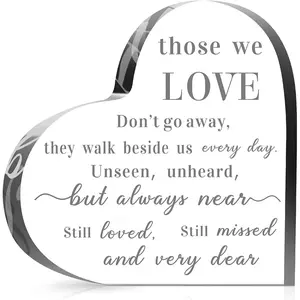 Bereavement Gift Acrylic Heart Sympathy Memorial Condolence Gift for Loss of Loved One Remember Me Grieving Present for Remembrance Table Decor(6 x 6 x 0.6 Inch)