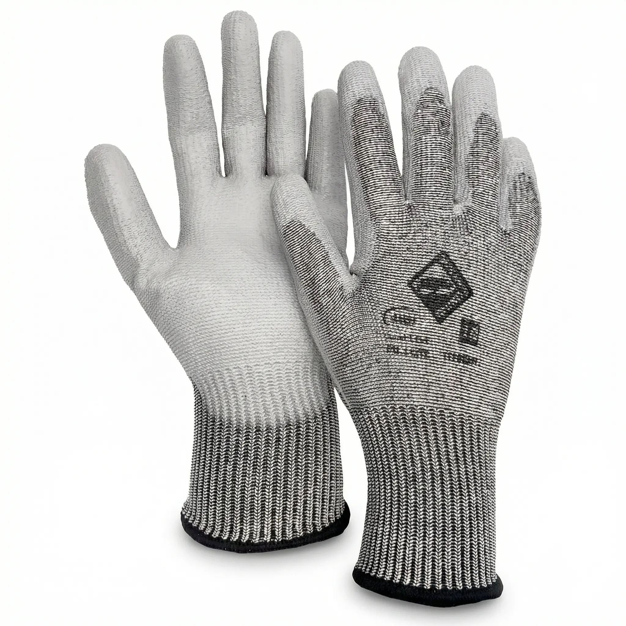 ANSI A3 Cut Resistant Gloves, Stain Resistant, Ergonomic Anti-Fatigue Protective Gloves, For Sharp Heavy Objects, Metal, Glass, Manufacturing, Construction Industrial Handling Work,grey pu cut resistant gloves