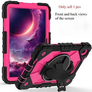 Kids Shockproof Case for T-Mobile Revvl Tab 2 10.1" 2025 Tablet, Rugged Silicone Cover with 360° Rotating Handle Stand and Hand Strap