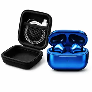 Wireless stereo in-ear headphones, noise-cancelling electroplated metal Bluetooth earbuds with built-in microphone, shockproof carrying case with chain hook and charging accessory