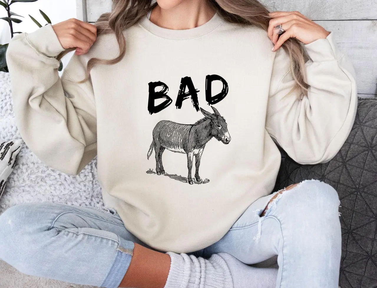 Funny Bad Donkey Graphic  Sarcastic Long Sleeve Sweatshirt,Sweatshirt,Gift For Mom Dad,Lover Shirt, Gift Idea For Family,Gift To Day