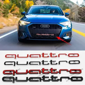 Abs Car Front Grille Badge Quattro Logo for Audi A3 A4 A5 A6 A6l A7 A8 Q3 Q5 Q7 S3 S4 S5 Rs3 Rs4 Rs6, Emblem Accessories Car Stickers