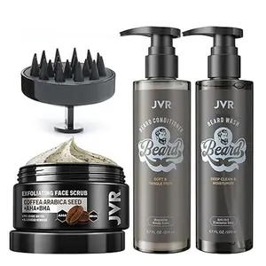 JVR Face Scrub for Men and Beard Wash Beard Conditioner for Men Facial Scrub for Deep Exfoliating, Cleansing + Beard Shampoo Cleanse and Reduces Frizz, Provides Long-Lasting Hydration, Deep Cleansing, Removing Blackheads, Acne