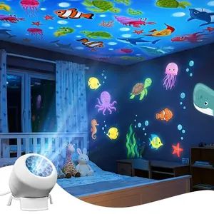 Creative LED Projector Night Light, Starry Ocean Projection Lamp, 360° Rotating Dynamic Desk Lamp, USB Plug-In Ambient Light, Bedroom Decor Lighting, Decorative Atmosphere Lamp