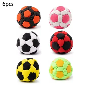 6 Pack Soccer Footbag Sacks - Soft Plush Footbags for Adults - Durable Fleece Juggling Balls - Vibrant Sports Design for Indoor & Outdoor Play, Party Favors, and Coordination Training
