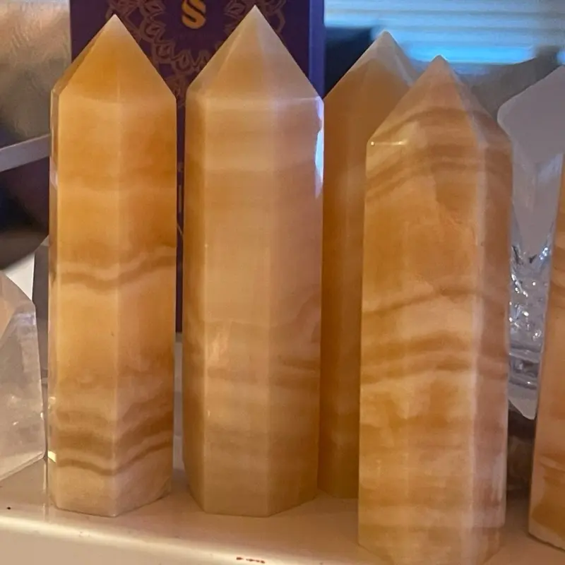 One new  Orange Calcite Tower 2.5-2.6 inch tall