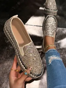 Women's Rhinestone Slip-On Shoes, Classic Slip On, Comfortable Casual Footwear for Daily Wear, Stylish Women's Shoe Design, Perfect for Everyday Use