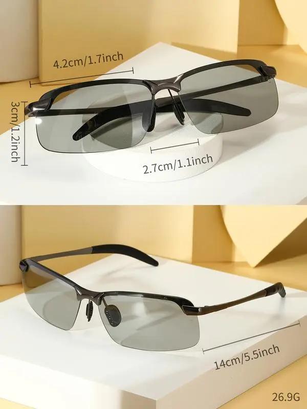 Polarized Photochromic Sunglasses UV400 Protection, Unisex 2025 Summer Retro Oversized Simple Square Frame Fashion Accessories, Outdoor Sports Driving, Fishing, Golf, Running, Climbing Day Night Safety Glasses
