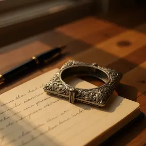 UNFORGETTABLE Premium Brass Oxidized Silver Plated Openable Square Bangle with Floral & Geometric Motifs Statement Piece for Special Occasions Unisex 80g