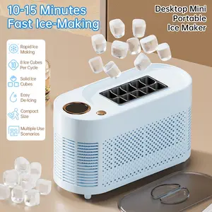 10-15 minute fast ice maker! Portable desktop ice maker with car and USB plug in function | can make ice in just a few minutes! You can make ten pieces of ice at once!