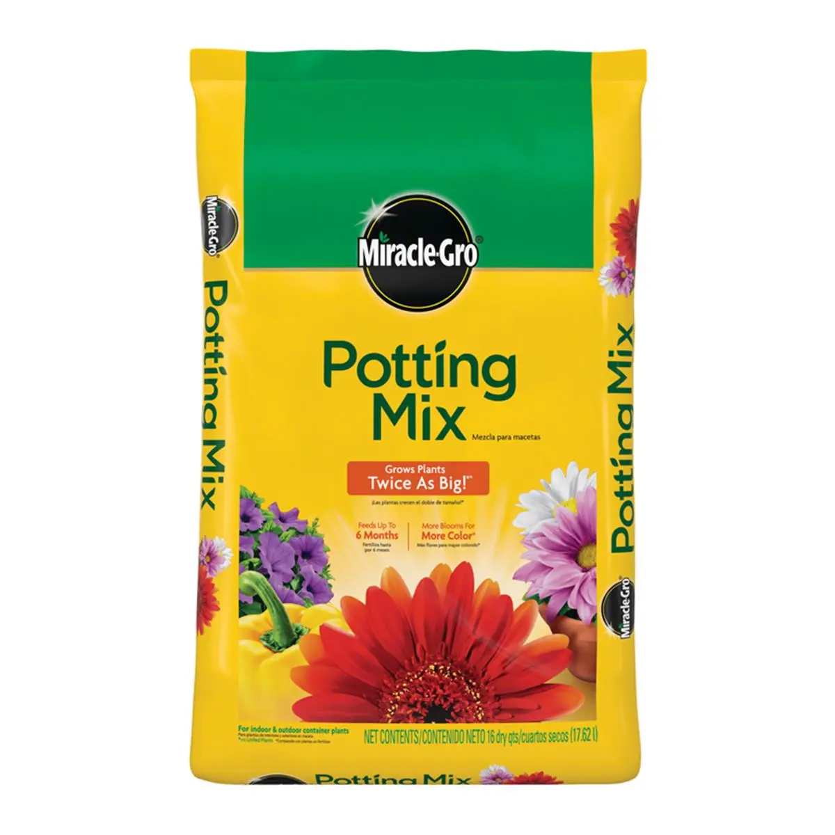 Hyponex Pre-Mixed Potting Mix with Fertilizer - 16 qt, High-Quality Material, Supports Plant Growth, for Indoor/Outdoor Home Improvement & Garden Supplies Use