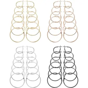MILACOLATO 24 Pairs Big Hoop Earrings for Women Teen Circle Earring Pack Gift for Birthday Party 25mm-50mm Daily