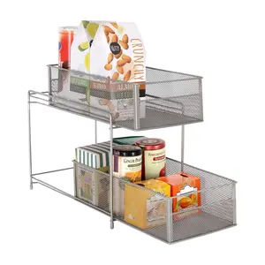 Seville Classics 2-Tier Mesh Sliding Basket Organizer