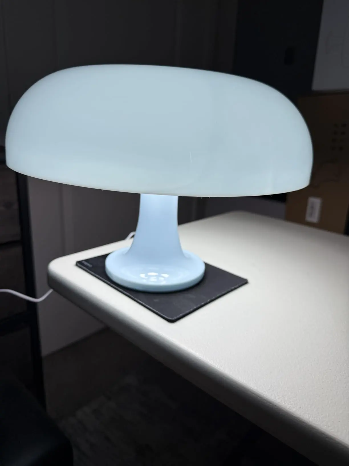FANHAO Light Blue Mushroom Lamp, 70s Retro Midcentury Lamp for Room Aesthetic Modern Lighting for Bedroom, 3-Way Dimmable, Cool Vintage Table Lamp