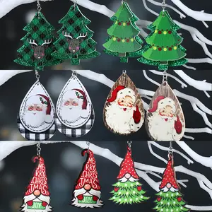 New Christmas Faux Leather Earrings Merry Christmas Decor For Home 2025 Navidad Kerst Xmas Decor Noel Kerst Happy New Year Gift 2025 Gifts