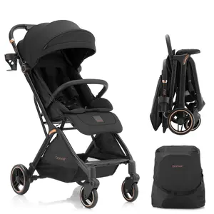 Gromast Gravity Folding Baby Stroller - Portable Travel Toddler Stroller with Adjustable Backrest, Canopy, Cup Holder and Carry Bag, UV Protected & One-Hand Automatic Folding