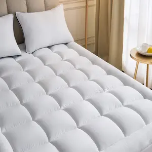 Mattress Topper Queen - Microfiber Fabric Mattress Pad - Thick Breathable Pillow Top Mattress Pad for Back Pain Relief - Deep Pocket Fits 8-20 Inches Mattress