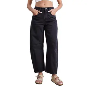 Barrel Jeans for Women High Waisted Wide Leg Baggy Cropped Relax Fit Stretch Denim Trouser Ankle Pants
