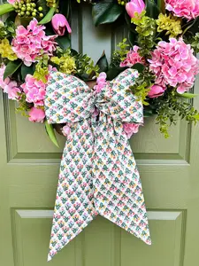 Tulip Floral Door Wreath Sash, Blue Hydrangea Wreath Sash, Summer Wreath Decor, Wedding Bouquet Sash, Wedding Wreath Sash, Romantic Decor