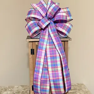 Purple Bow Easter Bow Wreath Bow Lantern Bow Colorful Bow Handmade Bow Gift Bow Spring Bow Summer Bow Decor Bow Plaid Bow