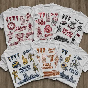 Vintage All Team Football T-Shirt, Retro College Team Graphic Crewneck, Distressed University Fan Apparel, Game Day Gift for Men Women Alumni
