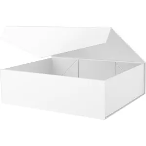 17x14.5x5.5 Inch Oversized Gift Box with Lid, Magnetic Closure Box for Clothing and Large Gifts (Matte White with Texture)